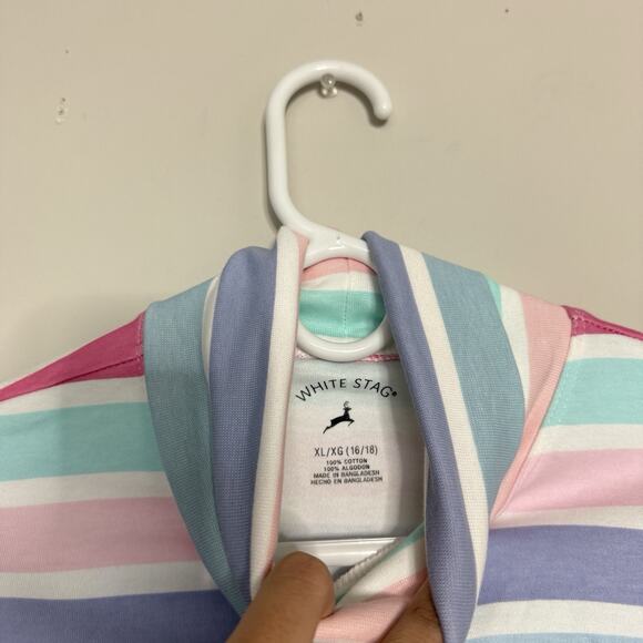 White Stag Womens Turtleneck Size XL Striped Pastel Easter Spring Colorful 80s - Picture 3 of 4